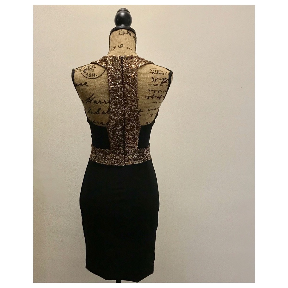 DRESS THE POPULATION SEQUIN PLUNGING BODYCON DRESS - Picture 7 of 8